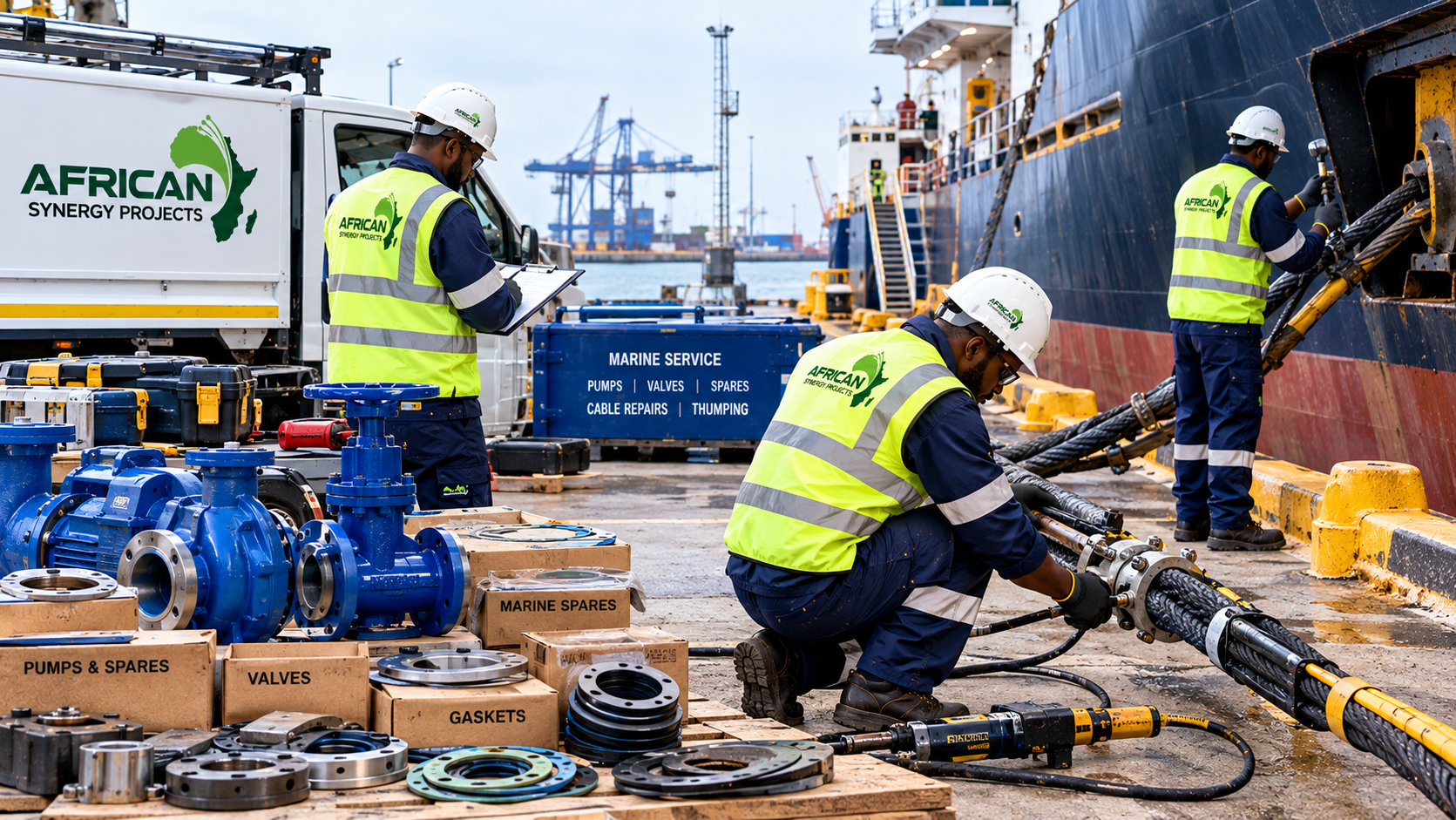 Marine components supply and wharf cable repair services